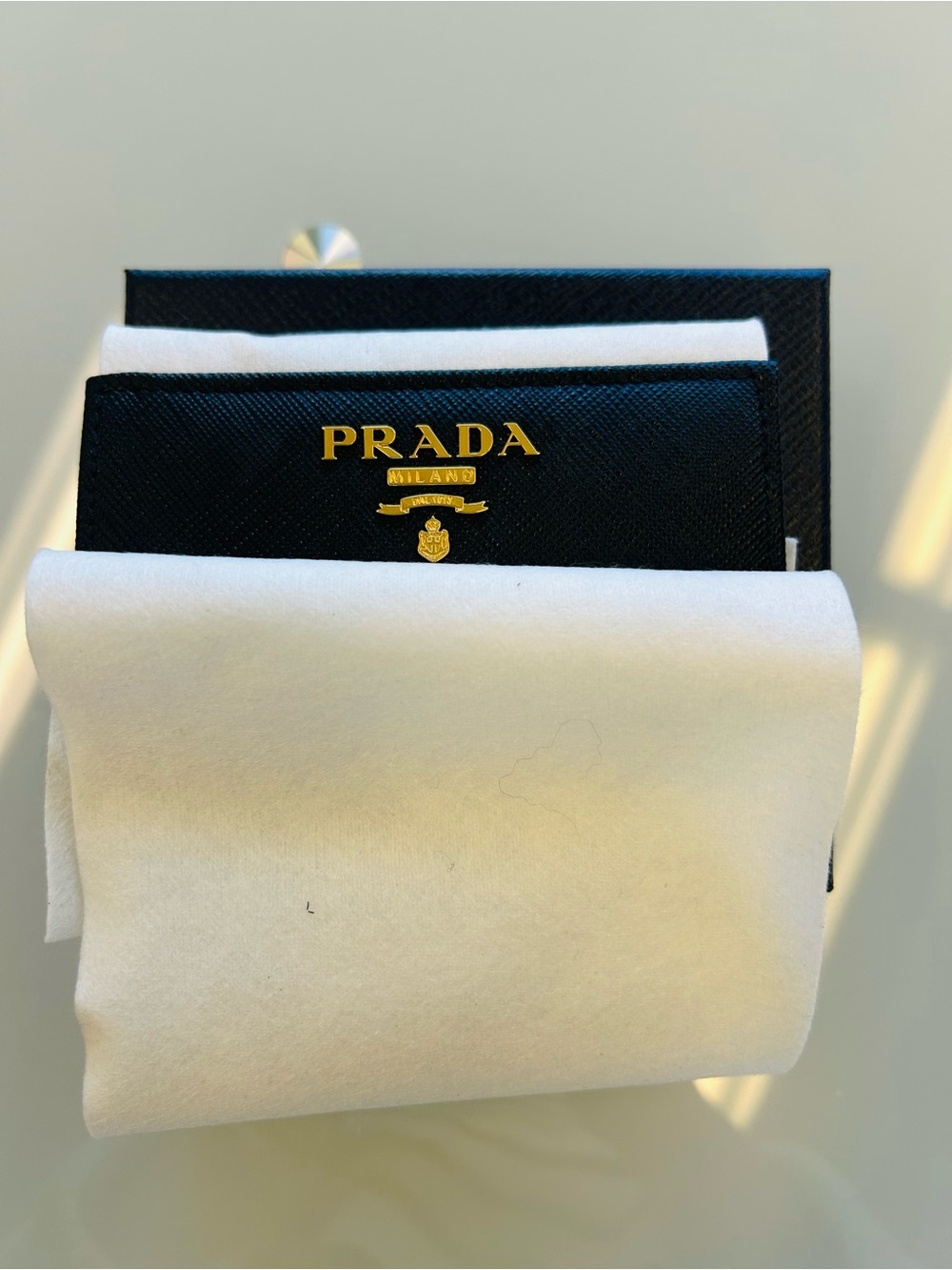 Authentic Prada Small Saffiano Leather Wallet  with gold-tone hardware. - Picture 4 of 7